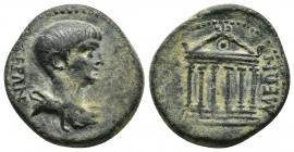 Roman Provincial
PHRYGIA. Docimeum. Nero (54-68). Ae. Obv: NEPΩN KAIΣAP. Draped bust right; c/m: head left within circular . Rev: ΔOKIMEΩN.Temple with...