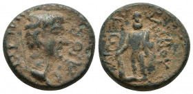 Roman Provincial
Gaius (Caligula, 37-41). Lycia, Balbura. Æ . Bare head r. R/ Herakles standing facing, holding club set on ground and lion skin.
Weig...