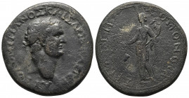 Roman Provincial
BITHYNIA, Prusias ad Hypium. Domitian. AD 81-96. . Laureate head right / Eirene standing left, holding branch and cornucopia; prow at...