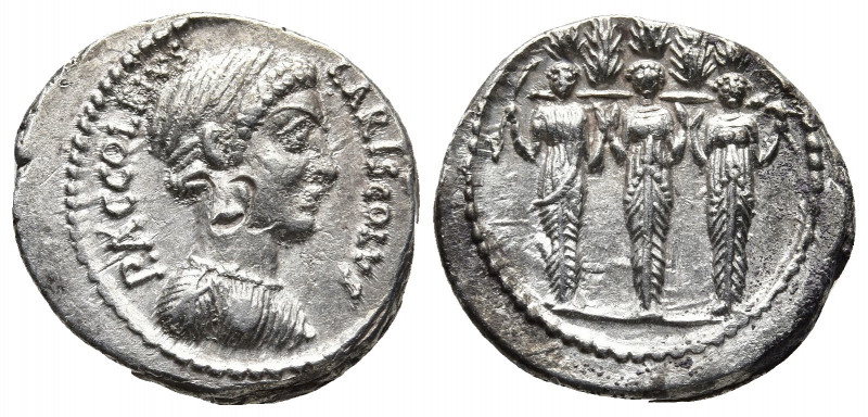 Roman Republic.
P. Accoleius Lariscolus AR Denarius. Rome, 43 BC. Draped bust of...