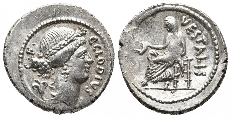 Roman Republic.
C. Clodius Vestalis AR Denarius. Rome, 41 BC. Draped bust of Flo...