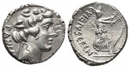 Roman Republic.
Vibius. C. Vibius C.f. Pansa. Denarius. 90 BC. Auxiliary mint of Rome. (Ffc-1194). (Craw-342/5b). (Cal-1350). Anv.: Large head of Apol...