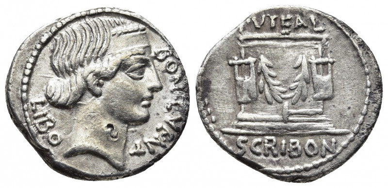 Roman Republic.
L Scribonius Libo Denarius. 62 BC. NGC AU 5/5 4/5 - BON EVENT L...