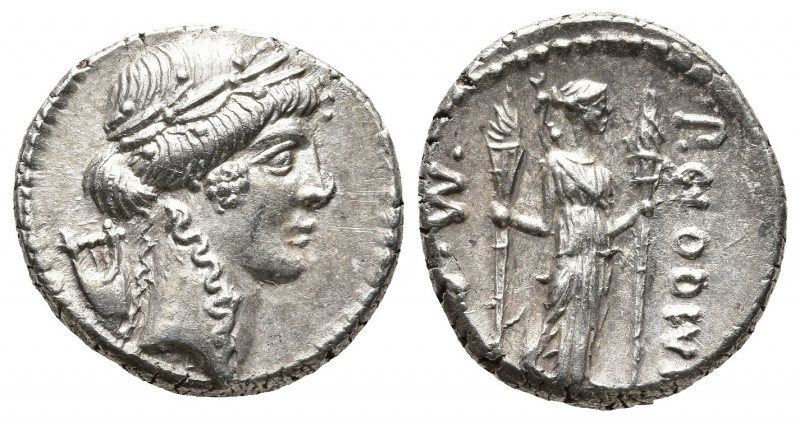 Roman Republic.
Q. Pomponius Musa, Denarius, Rome, 56 BC. AR . Laureate head of ...
