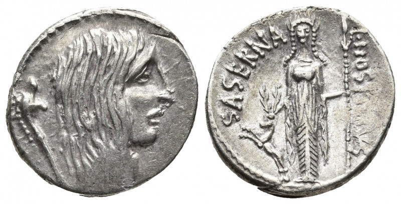 Roman Republic.
Moneyer issues of Imperatorial Rome. L. Hostilius Saserna. 48 BC...