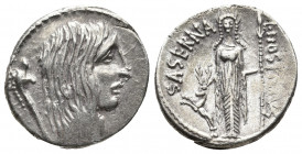 Roman Republic.
Moneyer issues of Imperatorial Rome. L. Hostilius Saserna. 48 BC. AR Denarius . Rome mint. Bare head of Gallia right; carnyx (Gallic t...