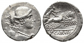 Roman Republic.
Carisius. T. Carisius. Denarius. 46 BC. Rome. (Ffc-539). (Cal-378a). Anv.: Winged bust of Victoriy right with a jewel in the forehead ...