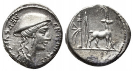 Roman Republic.
Plancius. Cn. Plancius. Denarius. 55 BC. Rome. (Ffc-991). (Craw-432/1). (Cal-1122). Anv.: CN. PLANCIVS. AED. CVR. S.C., head of Diana ...