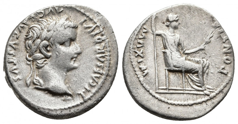 Roman Imperial
Tiberius. AD 14-37. AR Denarius "Tribute Penny" type. Lugdunum (L...