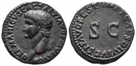 Roman Imperial
Germanicus AD 37-41. Rome As Æ GERMANICVS CAESAR TI AVGVST F DIVI AVG N, bare head left / C CAESAR DIVI AVG PRON AVG P M TR P III P P a...