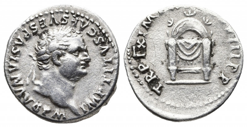 Roman Imperial
Titus, AD 79-81. AR Denarius minted at Rome, , AD 80. Laureate he...