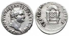 Roman Imperial
Titus, AD 79-81. AR Denarius minted at Rome, , AD 80. Laureate head of Titus right. Reverse : Draped throne with a semi-circular back.
...
