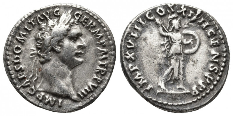 Roman Imperial
DOMITIAN (81-96). Denarius. Rome. Obv: IMP CAES DOMIT AVG GERM P ...