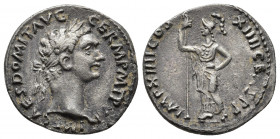 Roman Imperial
Domitian AD 81-96. Struck AD 85. Rome Denarius AR IMP CAES DOMIT AVG GERM P M TR P V, laureate bust right. Rev: IMP XI COS XI[I CEN]S P...