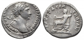 Roman Imperial
TRAIANUS (98-117) AR Denarius, ca 113 IMP TRAIANVS AVG GER DAC PM TR P COS VI PP - Laureate head right, drapery on left shoulder.
Rev: ...
