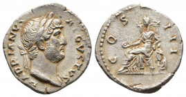 Roman Imperial
Hadrian (AD 117-138). AR denarius Rome, ca. AD 125-128. HADRIANVS-AVGVSTVS, laureate bust of Hadrian right, slight drapery on left shou...