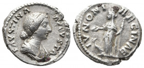 Roman Imperial
FAUSTINA II (Augusta, 147-175). Denarius. Rome
Obv: FAVSTINA AVGVSTA. Draped bust right. Rev: IVNO. Juno standing left, holding sceptre...