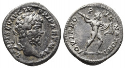 Roman Imperial
Septimius Severus AR Denarius. Rome, AD 200-201. L SEPT SEV AVG IMP XI PART MAX, laureate head to right / IOVI PROPVGN[ATORI], Jupiter ...