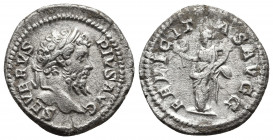 Roman Imperial
Septimius Severus. Denarius. 205 AD. Rome. (Spink-6273). Rev.: FELICITAS AVGG. Felicitas standing left with caduceus and cornucopie.
We...