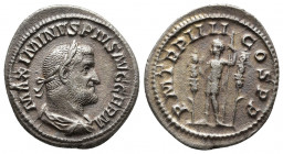 Roman Imperial
MAXIMINUS THRAX (235-238). Denarius. Rome Obv: IMP MAXIMINVS PIVS AVG. Laureate, draped and cuirassed bust right. Rev: P M TR P II COS ...
