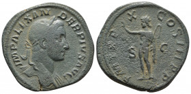 Roman Imperial
Severus Alexander Æ Sestertius. Rome, AD 231. IMP ALEXANDER PIVS AVG, laureate bust to right, slight drapery on far shoulder / P M TR P...