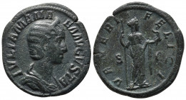 Roman Imperial
Julia Mamaea (mother of S. Alexander) Æ Sestertius. Rome, AD 224. IVLIA MAMAEA AVGVSTA, diademed and draped bust to right / VENERI FELI...