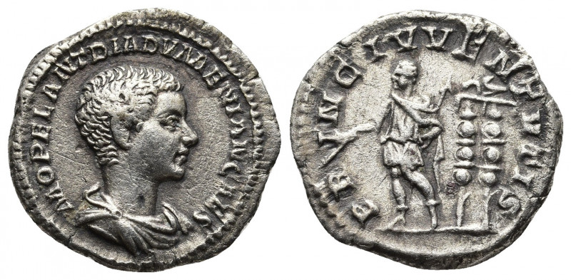 Roman Imperial
Diadumenian. As Caesar, AD 217-218. AR Denarius Rome mint. 1st em...