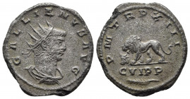 Roman Imperial Coins
GALLIENUS (253-268). Antoninianus. Antioch
Obv: GALLIENVS AVG. Radiate head left. Rev: P M TR P XIII / CVIPP. Lion walking left; ...