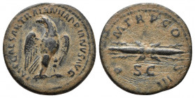 Roman Imperial
Hadrian, 117-138. Semis , Rome, 121-122. IMP CAESAR TRAIAN HADRIANVS AVG Eagle, with spread wings, standing right, his head turned to l...