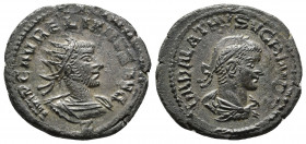 Roman Imperial
Aurelian with Vabalathus, 270 – 275 AR . Antoninianus, Antiochia.IMP C AVRELIANVS AVG Radiated and cuirassed bust right, below, Z.
Rev....