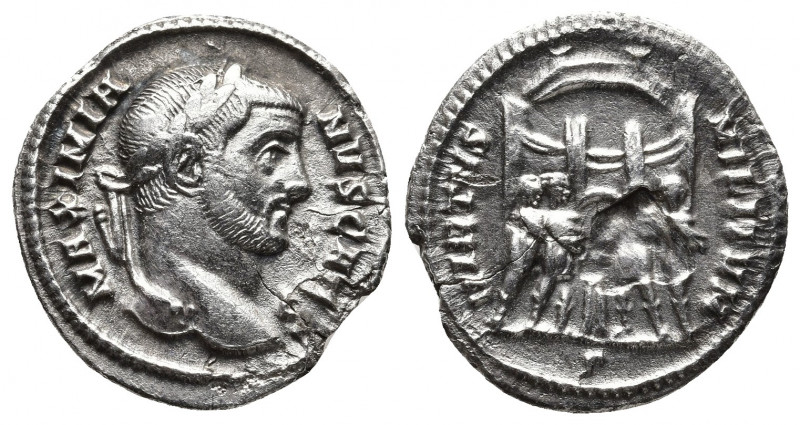 Roman Imperial
Maximianus. First reign, AD 286-305. AR Argenteus Ticinum mint. S...