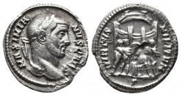 Roman Imperial
Maximianus. First reign, AD 286-305. AR Argenteus Ticinum mint. Struck circa AD 295. Laureate head right / VICTORIA SARMAT, four tetrar...