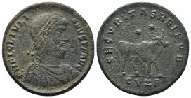 Roman Imperial
Julian II BI 29mm. Sirmium, AD 361-363. D N FL CL IVLIANVS P F AVG, pearl-diademed, draped and cuirassed bust to right / SECVRITAS REI ...