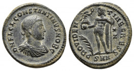 Roman Imperial
Constantinus II, as Caesar AD 317-337. Rome Follis Æ . D N FL CL CONSTANTINVS NOB C, laureate and draped bust right / PROVIDENTIAE CAES...