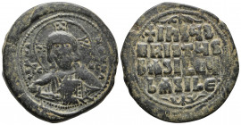 Byzantine
ANONYMOUS, Class A3. Time of Basil II (976-1035) AE30 Follis, Constantinople mint.
+EMM[A NOVHΛ], IC-XC across field, facing bust of Christ,...