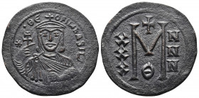 BYZANTINE COINS
Theophilus (829-842). Follis (40 Nummi) (8.53g), Constantinopolis, 829-830 / 831 AD Av .: ΘE-OFIL 'basil', bust with cross diadem, chl...