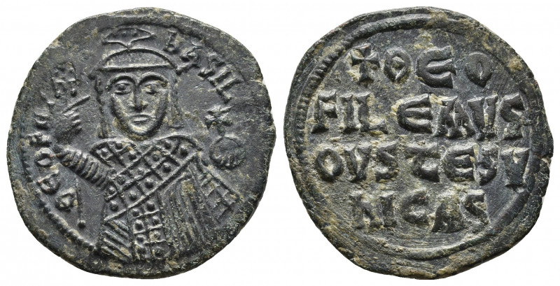 Byzantine 
Theophilos. Follis. 829-842 d.C. Constantinople. (Seaby-1667). Ae
Wei...