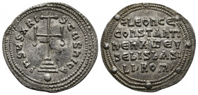 Byzantine
Leo VI the Wise and Constantine VII AD 886-912. Constantinople Miliaresion AR. IhSUS XRISTUS nICA, cross potent on base and three steps, wit...