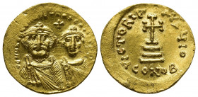 Byzantine
Heraclius with Heraclius Constantine AD 610-641. Struck AD 629-631. Constantinople. 10th officina
Solidus AV
d d N N hERACLIЧI ET hERA CONIT...