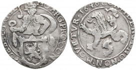 World&Medieval
NETHERLANDS. Zwolle. Lion Dollar or Leeuwendaalder (1644)..
Obv: MO ARG CIVITA ZWOL A L IMP.
Knight standing left, head right, holding ...