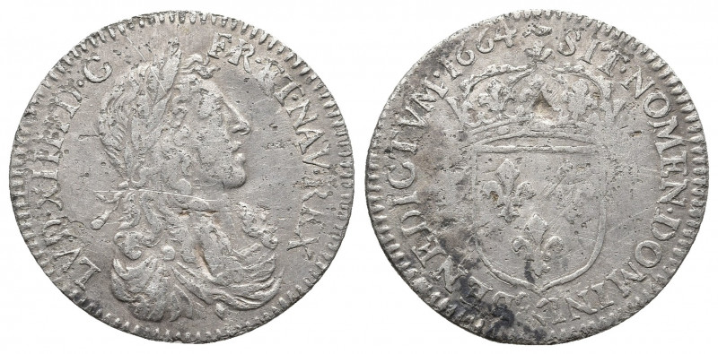 World&Medieval
FRANCE. Louis XIV (1643-1715). 1/12 Écu (1664-A). Paris.
Obv: LVD...