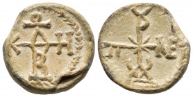 Byzantine Seal
Byzantine Lead Seal (7th-8th Century)
Obverse: Crusader monogram. Wreath border.
Back: Crusader monogram. Wreath border.
Weight: 10.3 D...