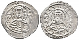 MANUEL II PALAEOLOGUS (1391-1425). AR Stavraton (1403-1425). Constantinople.
Obv: IC XC.
Facing bust of Christ; sigla: lis, right: pellet above mono...