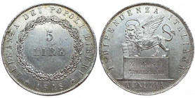 Governo Provvisorio di Venezia - 5 Lire 1848 Venezia Tipo II Gr 25,06 Gig.3
Q.FDC