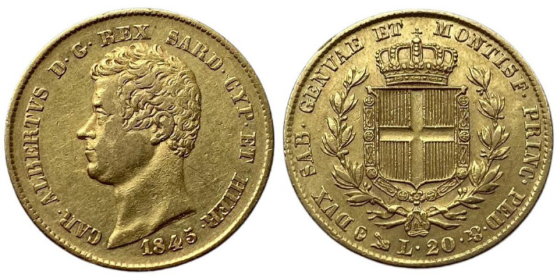 Savoia - Carlo Alberto (1831-1849) 20 Lire 1845 Genova Gig.37
BB/BB+