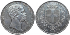 Savoia - Vittorio Emanuele II (1849-1861) 5 Lire 1860 Torino Gig.49 Soli 5044 pezzi coniati Raro Minimo colpetto al bordo
SPL+