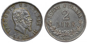 Regno d'Italia - Vittorio Emanuele II (1861-1878) 2 Lire 1863 Napoli "Valore" Gig.58 NC
 Gradevole patina
Q.FDC