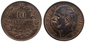 Regno d'Italia - Umberto I (1878-1900) 10 Centesimi 1894 Birmingham Gig.50
 Rame Rosso
FDC