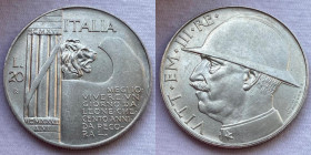 Regno d'Italia - Vittorio Emanuele III (1900-1943) 20 Lire 1928 Elmetto Gr 20,02 Gig.44 NC
SPL+/Q.FDC