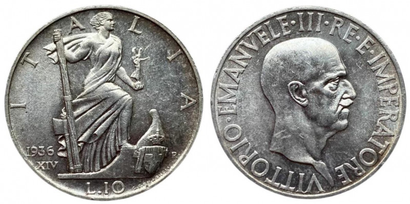 Regno d'Italia - Vittorio Emanuele III (1900-1943) 10 Lire 1936 Impero Gr 10,03 ...